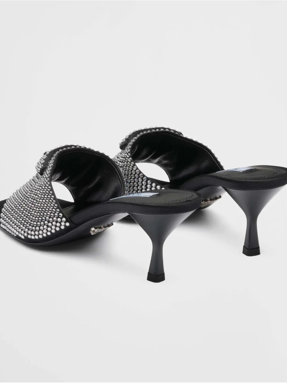Prada SATIN HEELED SANDALS WITH CRYSTALS - Picture 6 of 15